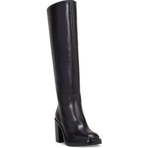 Vince Camuto Womens Gibi 4 Black Extra Wide Calf Leather Knee-High Boots New